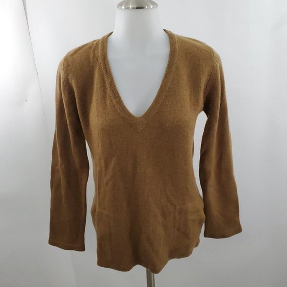 Calvin Klein Sweater S Vintage Cashmere Brown V-ne